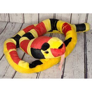 48" Vintage 2002 K&M Coral Snake Plush Stuffed Animal Red Black Yellow Long